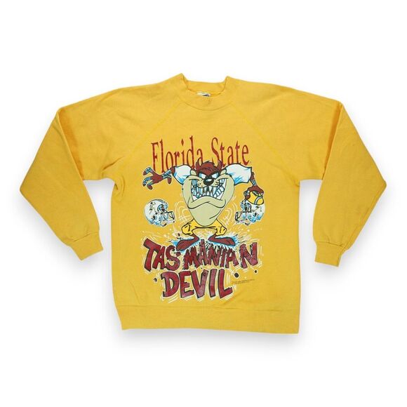 Vintage 1994 Florida State University 90s Tazmania Warner Bros Sz L Yellow Rare!